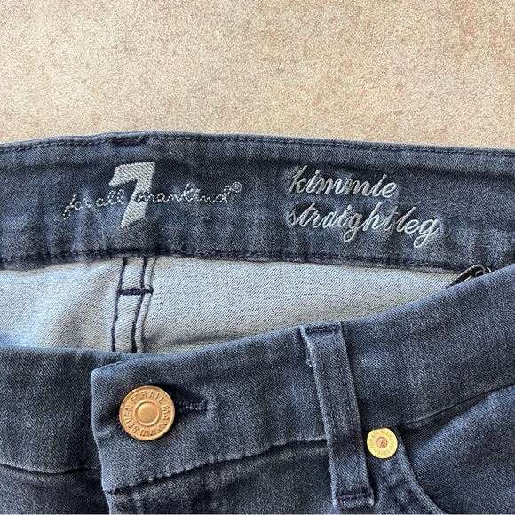 7 For All Mankind Faded Black Kimmie Straight Leg Stretch Denim Jeans - Picture 2 of 11